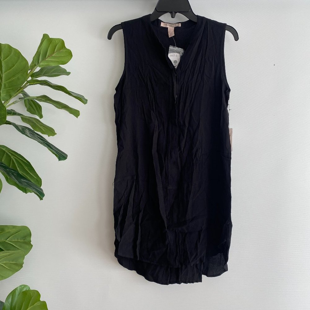 NWT Forever 21 Black Cotton button shirt dress/tunic M casual lightweight